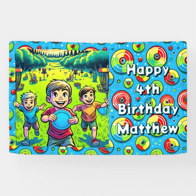 Personalized Disc Golf Boy's Birthday   Banner (Horizontal)