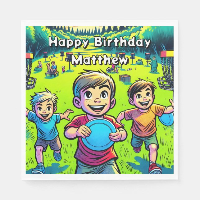 Personalized Disc Golf Boy's Birthday   Napkin (Front)
