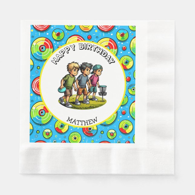 Personalized Disc Golf Boy's Birthday   Napkin (Front)