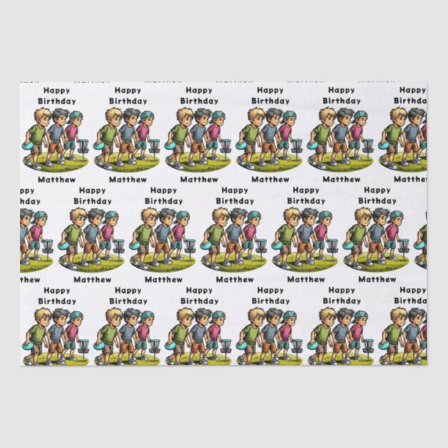 Personalized Disc Golf Boy's Birthday   Tissue Paper (Front)