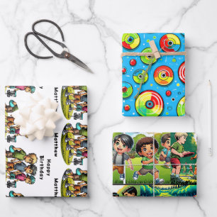 Personalized Disc Golf Boy's Birthday Wrapping Paper Sheet
