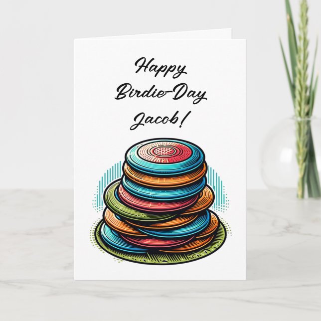 Personalized Disc Golf Themed Birthday Card (Front)