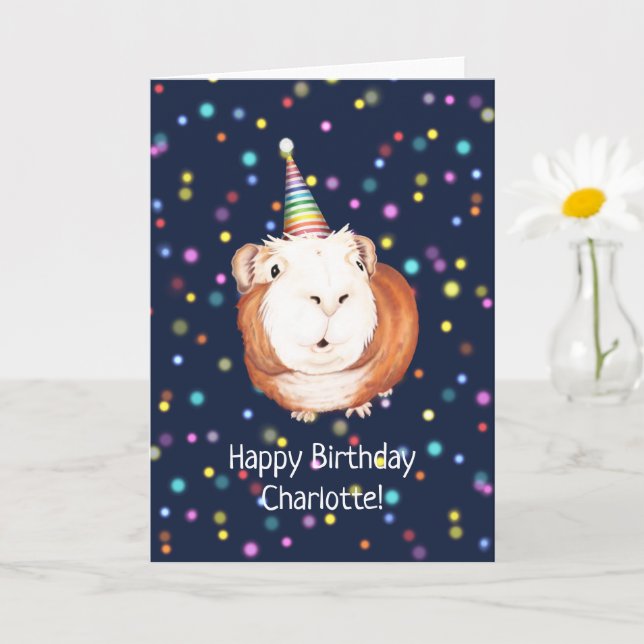 Personalized Disco Guinea Pig Birthday Card (Small Plant)