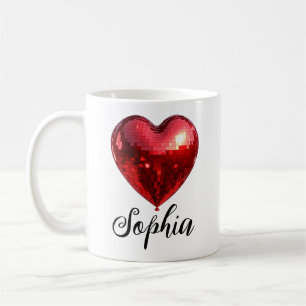 Personalized Disco Heart Coffee Mug
