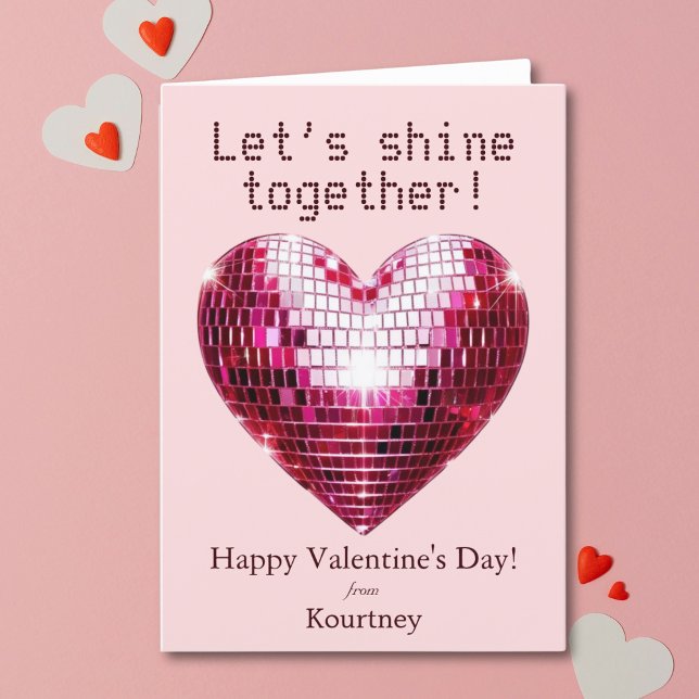 Personalized Disco Heart Valentine's Day Card (Personalized Disco Heart Valentine's Day Card)