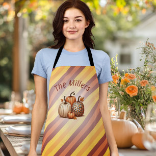 Personalized Disco Pumpkin Family Name Fall Apron