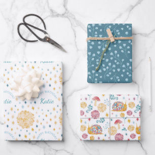 Personalized Disco Snail Garden Party Birthday Wrapping Paper Sheet