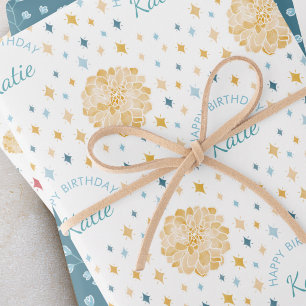 Personalized Disco Snail Garden Party Birthday Wrapping Paper Sheet