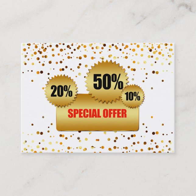 Personalized Discount Gift Confetti Gold Coupon (Front)