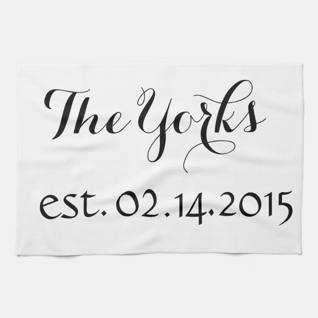 Personalized Dish Towel - Name and Est. Date (Horizontal)
