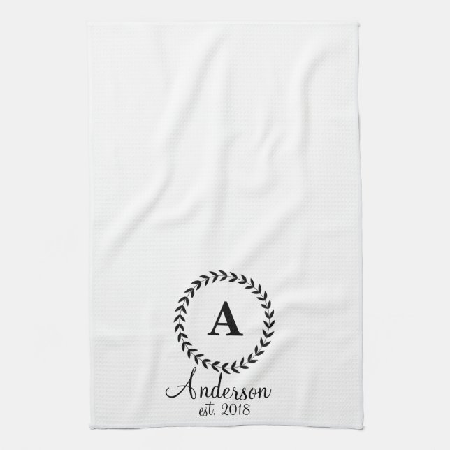 Personalized Dish Towel with Monogram and Name (Vertical)