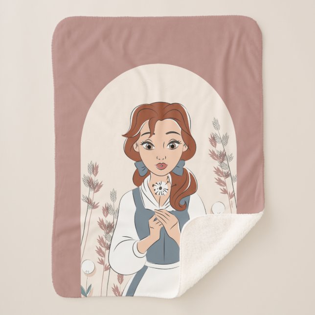 Personalized Disney | Belle in the Garden Sherpa Blanket (Front)