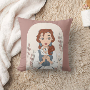 Personalized Disney   Belle in the Garden Throw Pillow