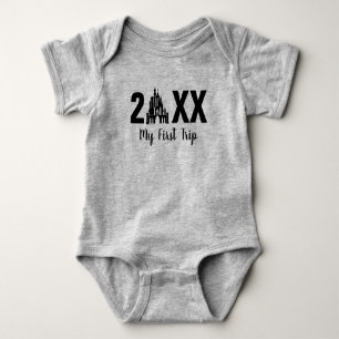 Personalized Disney Castle My First Trip T-Shirt Baby Bodysuit