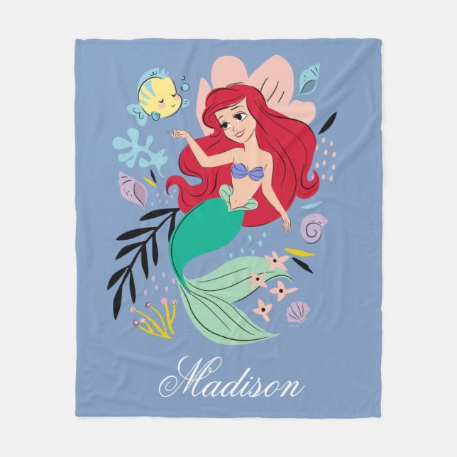 Personalized Disney Princess | Ariel & the Ocean Fleece Blanket (Front)