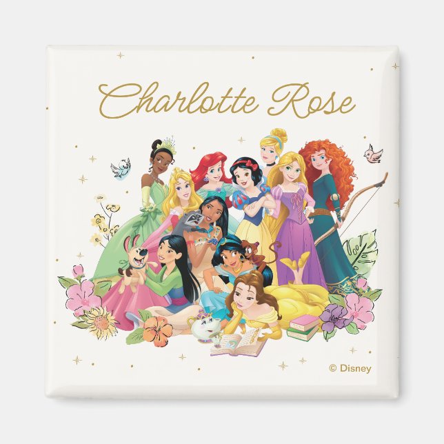 Personalized Disney Princess Floral Magnet (Front)