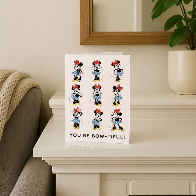 Personalized Disney's Minnie Mouse Emotions Card (Card on AI generated table)