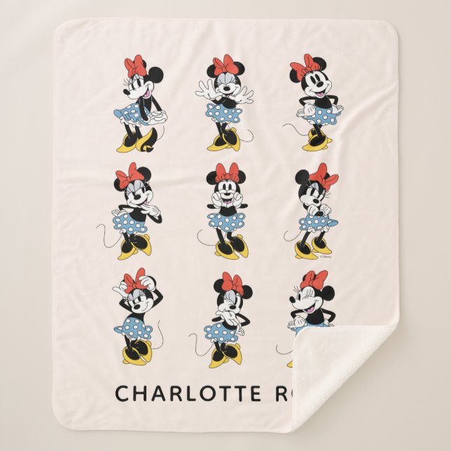 Personalized Disney's Minnie Mouse Emotions Sherpa Blanket (Front)
