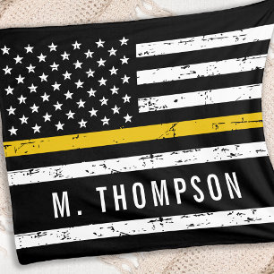 Personalized Dispatcher Flag Thin Gold Line Fleece Blanket