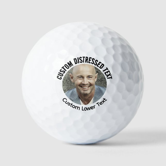 Personalized Distressed Font Text Photo Golf Balls (Front)