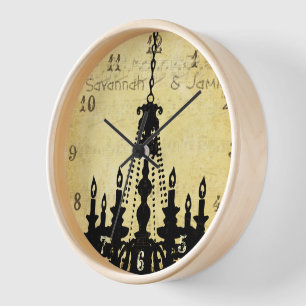 Personalized Distressed Musical Note Chandelier Wall Clock