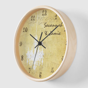 Personalized Distressed Musical Note Chandelier Wall Clock