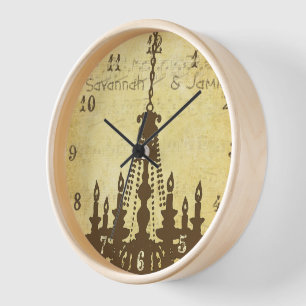 Personalized Distressed Musical Note Chandelier Wall Clock