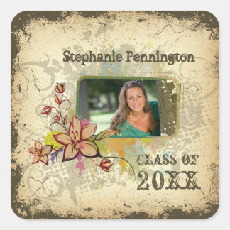 Personalized distressed photo graduation stickers