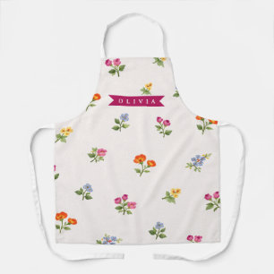 Personalized Ditsy Floral Cottagecore Wildflower Apron