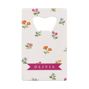 Personalized Ditsy Floral Cottagecore Wildflower Credit Card Bottle Opener