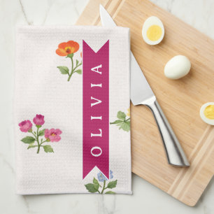Personalized Ditsy Floral Cottagecore Wildflower Kitchen Towel
