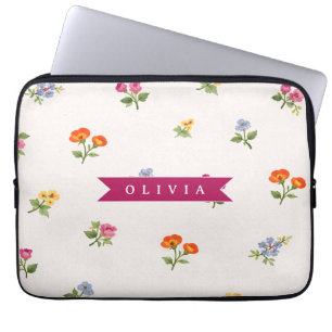 Personalized Ditsy Floral Cottagecore Wildflower Laptop Sleeve