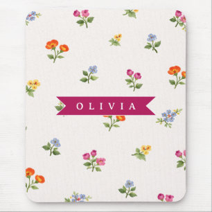 Personalized Ditsy Floral Cottagecore Wildflower Mouse Pad