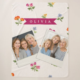 Personalized Ditsy Floral Cottagecore Wildflower Sherpa Blanket