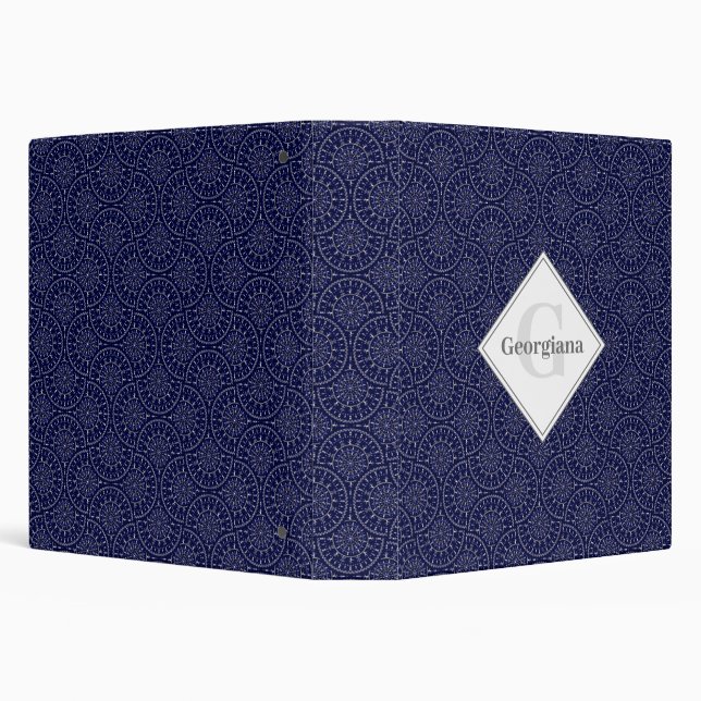 Personalized Ditsy Winter Snow Angels Snowmen Ogee Binder (Background)