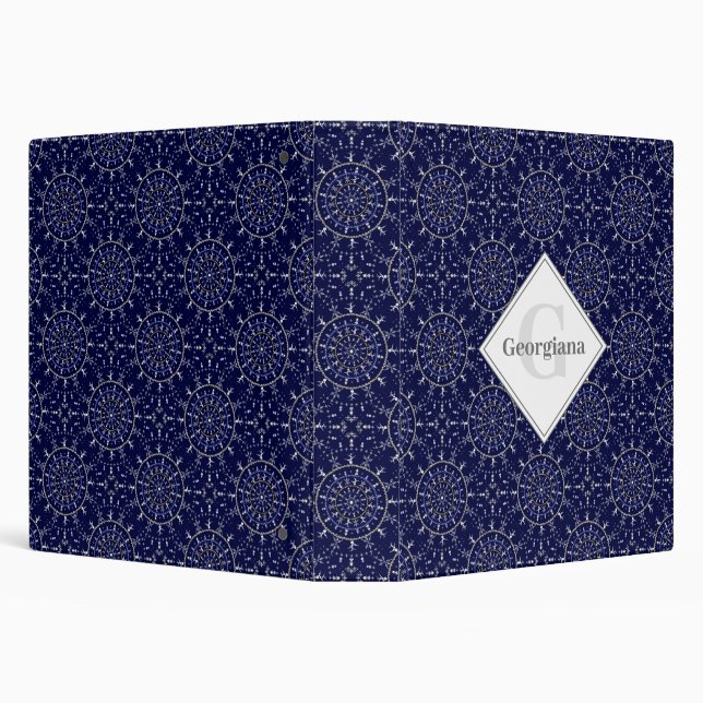 Personalized Ditsy Winter Snow Angels Snowmen Tile Binder (Background)