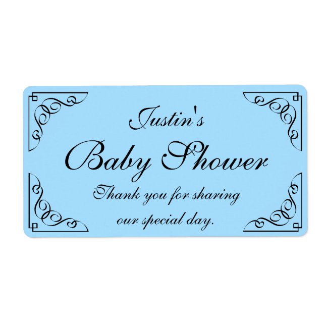 Personalized DIY baby shower water bottle labels (Front)