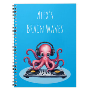 Personalized DJ Octopus Brain Waves Design Notebook