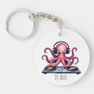 Personalized DJ Octopus Keychain – Cute Custom Nam