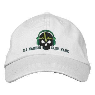 Personalized DJ Skull Your Name Club Embroidery Embroidered Hat
