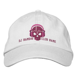 Personalized DJ Skull Your Name Club Embroidery Embroidered Hat