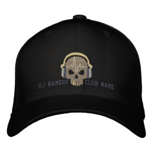 Personalized DJ Skull Your Name Club Embroidery Embroidered Hat