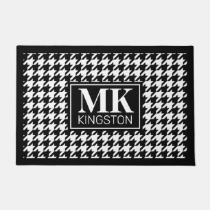 Personalized DM BW Houndstooth Doormat