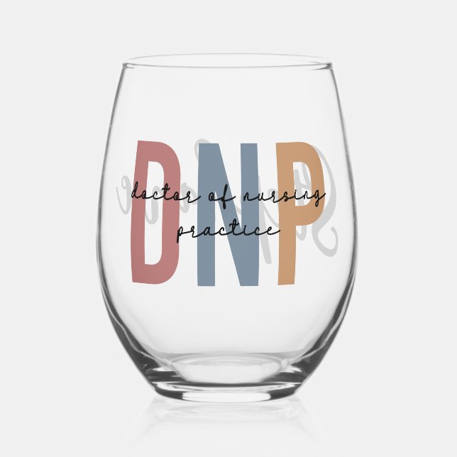 Personalized DNP Doctor of Nursing Practice Stemless Wine Glass (Front)
