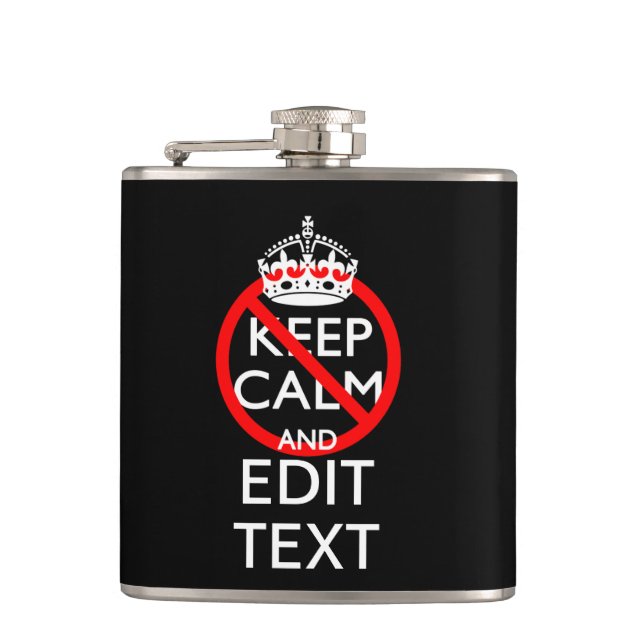 Personalized Do Not Keep Calm and Your Text Black Hip Flask (Front)