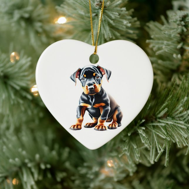 Personalized Doberman Pinscher Puppy Ceramic Ornament (Tree)