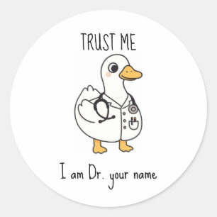 Personalized Doctor Duck Classic Round Sticker