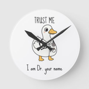 Personalized Doctor Duck Round Clock