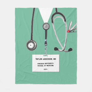 personalized doctor graduation gift fleece blanket