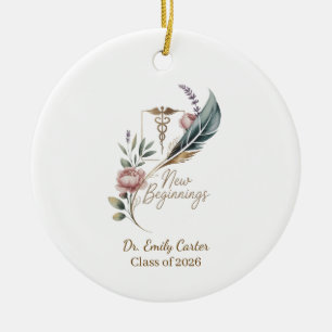 Personalized Doctor Graduation New Beginnings Ceramic Ornament